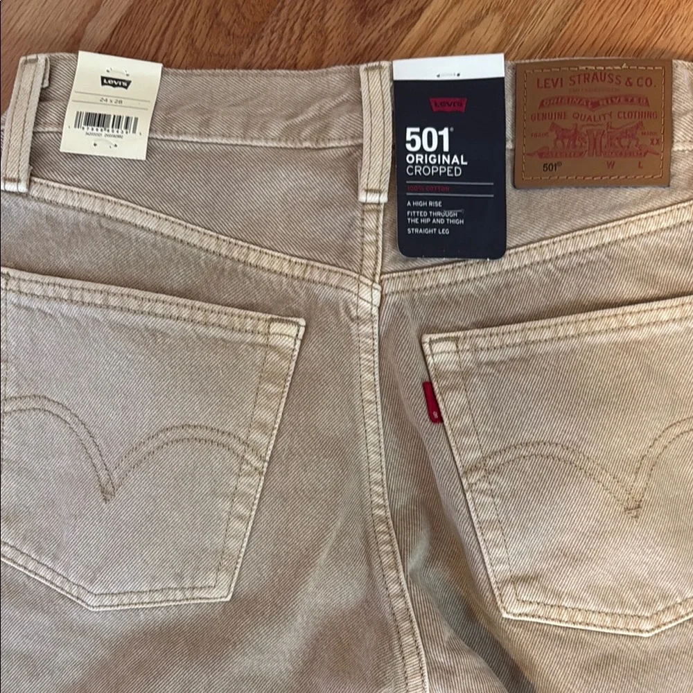 Levi’s 501 High Rise Straight Leg Tan Jeans 24x28 - Picture 5 of 5